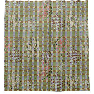 Abstract Plaid Geometric Grid Pattern Art Shower Curtain