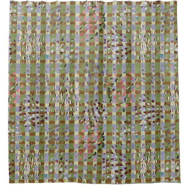Abstract Plaid Geometric Grid Pattern Art Shower Curtain (Front)