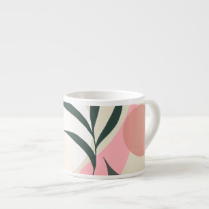 Abstract Plant Illustration Shapes Pink Greenery  Espresso Cup