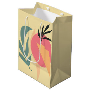 Abstract Plant Illustration Shapes Pink Yellow    Medium Gift Bag