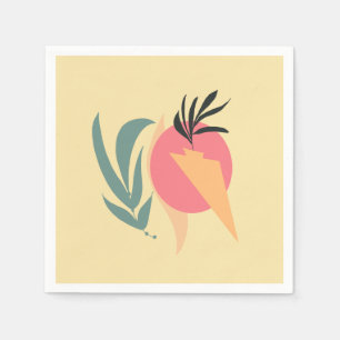 Abstract Plant Illustration Shapes Pink Yellow    Napkin