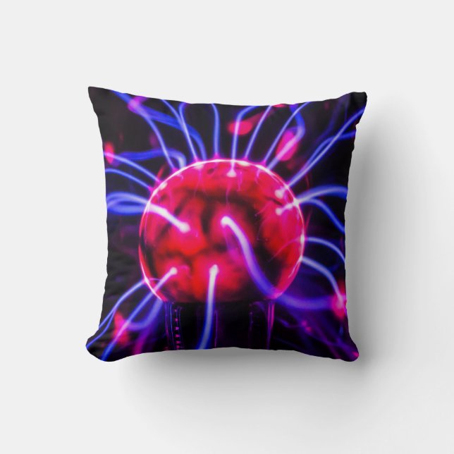 Abstract Plasma Ball Globe Macro Pillow (Front)