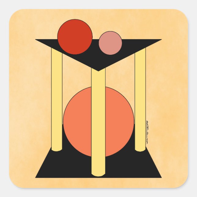Abstract Platforms, Pillars, and Circles Square Sticker (Front)