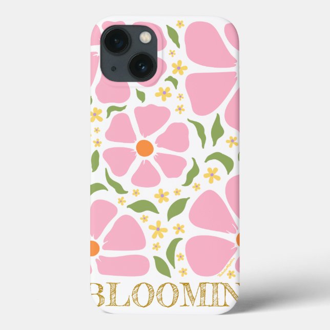 Abstract Playful Pink Flowers Case-Mate iPhone Case (Back)