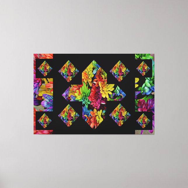 Abstract Plus Sign Multi-Coloured Floral Art (Front)