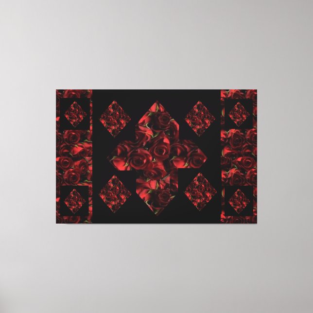 Abstract Plus Sign Red Rose Canvas Art (Front)