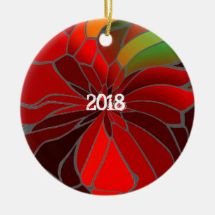 Abstract Poinsettia Ceramic Tree Decoration