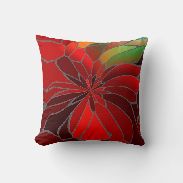 Abstract Poinsettia Cushion (Front)