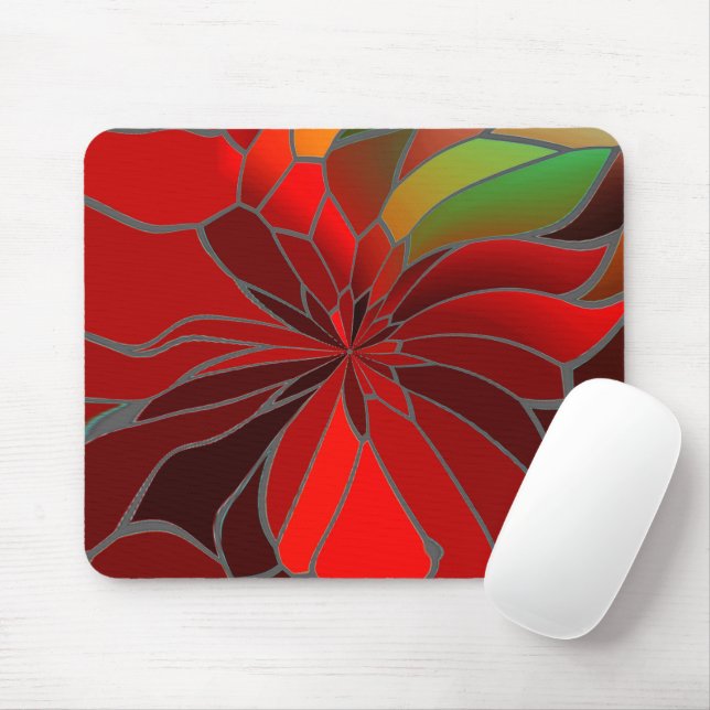 Abstract Poinsettia Mouse Mat (With Mouse)