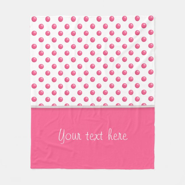 Abstract polka dots pink texture.Text. Fleece Blanket (Front)