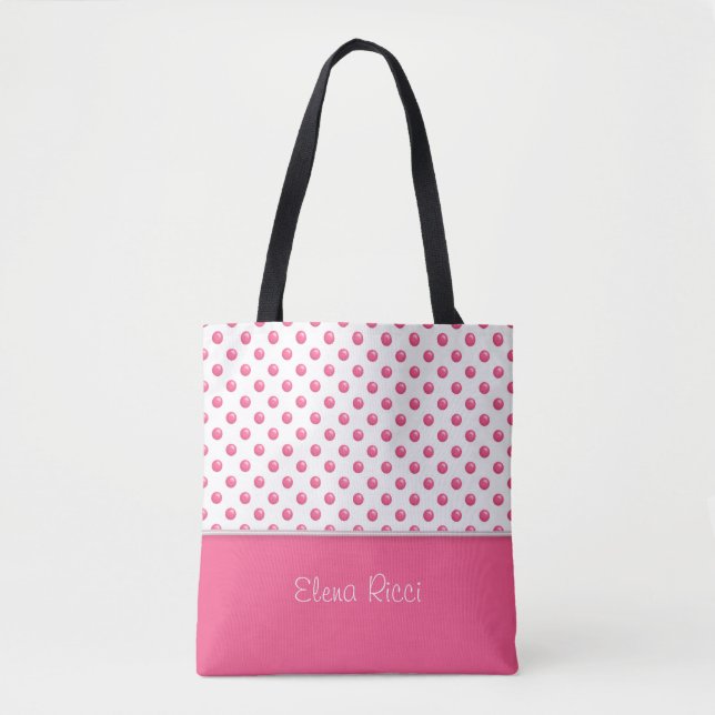 Abstract polka dots pink texture.Text. Tote Bag (Front)