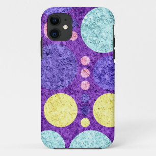 Abstract Polka Dots Purple Yellow Aqua iPhone 11 Case