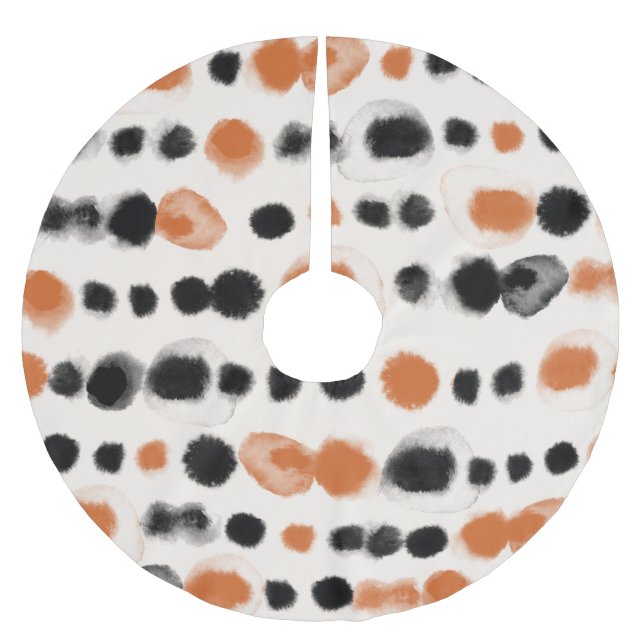 Abstract Polka Dots: Watercolor Geometry. Brushed Polyester Tree Skirt (Front)