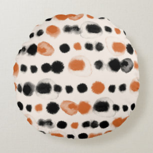 Abstract Polka Dots: Watercolor Geometry. Round Cushion