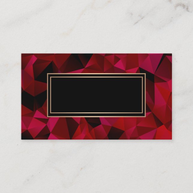 Abstract, polygonal, red, red and black business card (Front)