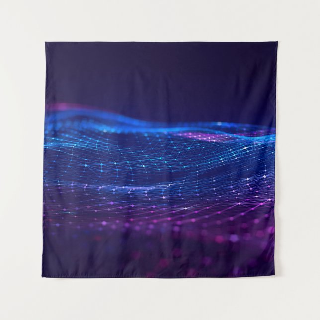 Abstract polygonal space low poly dark background  tapestry (Front)