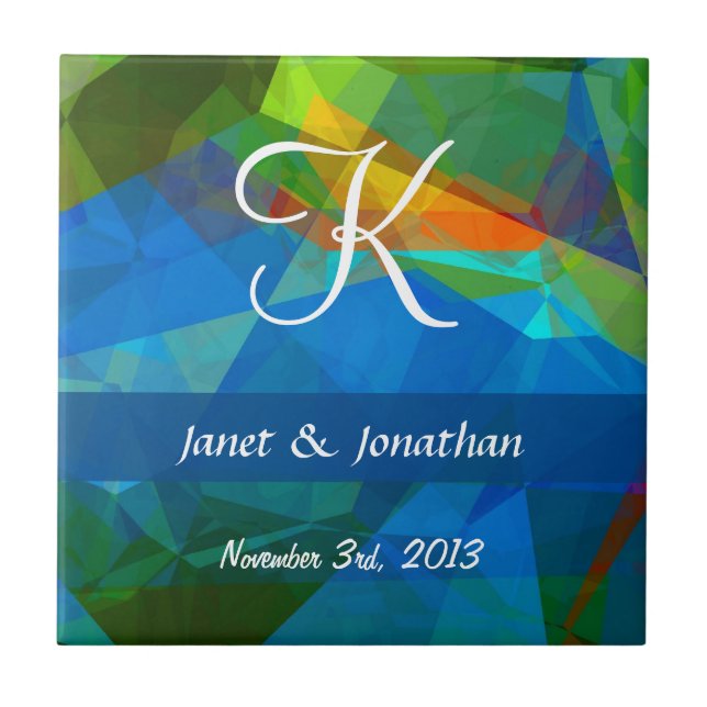 Abstract Polygons 39 Customisable Monogram Tile (Front)
