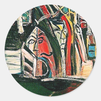 ABSTRACT POOL HALL CLASSIC ROUND STICKER