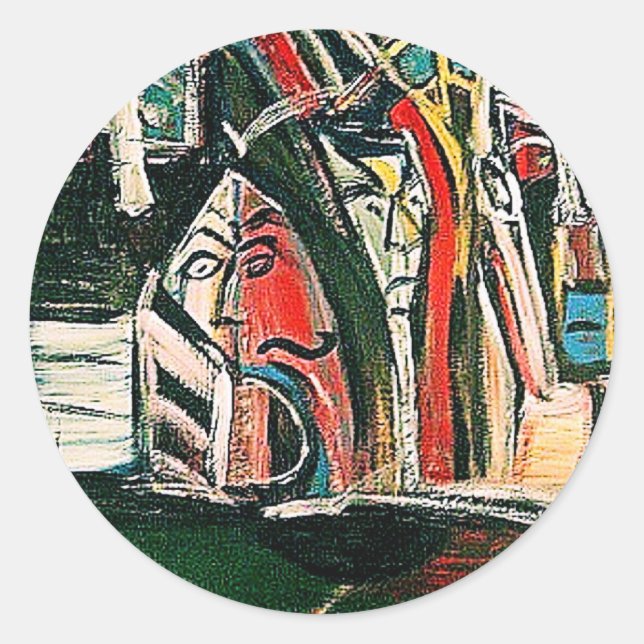 ABSTRACT POOL HALL CLASSIC ROUND STICKER (Front)