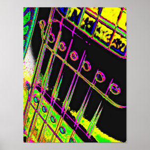 Abstract Pop Art Guitar Poster Man Cave Decor