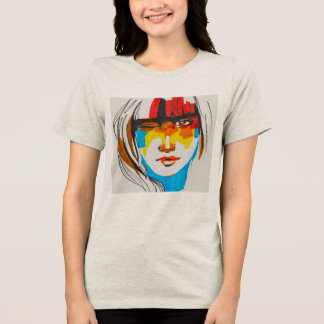 Abstract Pop Art Portrait Women's Graphic T-Shirt Tri-Blend Shirt