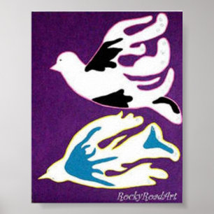 Abstract Pop Art Two Doves Poster