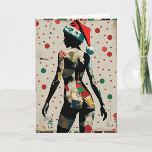 Abstract Pop Art Woman Christmas Card Custom