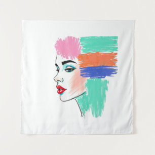Abstract Pop Art Woman Tapestry