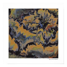 Abstract Pop Fine Art Cool Retro Dark Blue Yellow