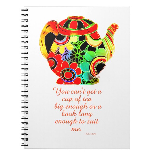 Abstract Pop teapot C.S. Lewis tea and books quote (Front)