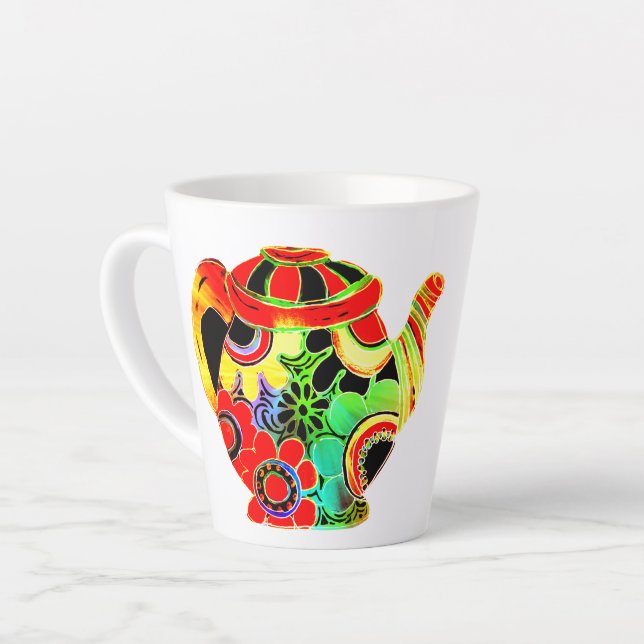 Abstract Pop teapot C.S. Lewis tea and books quote Latte Mug (Left Angle)