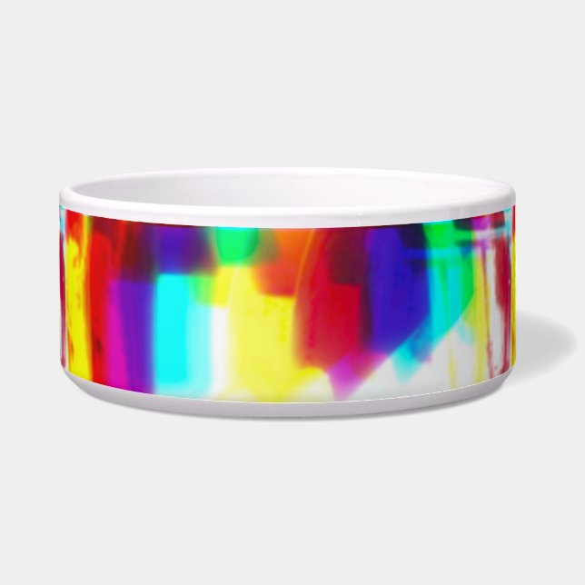 Abstract Popart Primary Rainbow Ceramic Pet Bowl (Front)