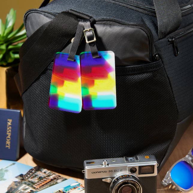 Abstract Popart Primary Rainbow Luggage Tag (Front & Back)