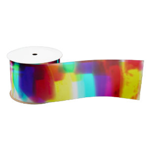 Abstract Popart Primary Rainbow Ribbon Satin Ribbon