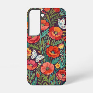 Abstract Poppies Butterflies Samsung Cases