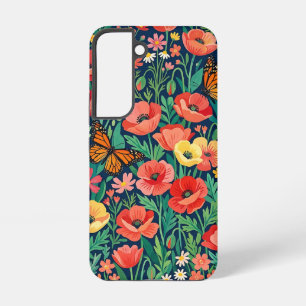 Abstract Poppies Butterflies Samsung Cases