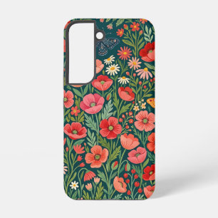 Abstract Poppies Butterflies Samsung Cases