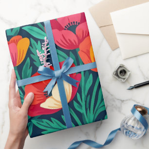 Abstract Poppies Butterflies Wrapping  Paper
