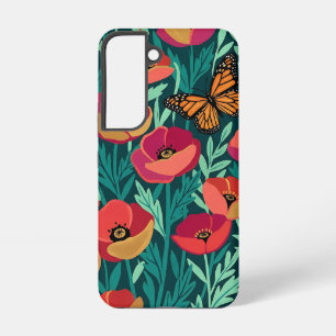 Abstract Poppies Monarch Butterfly Samsung Cases