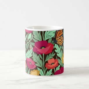 Abstract Poppies Monarch Garden Coffee Mug