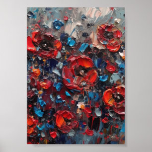 Abstract Poppies Painting  Poster