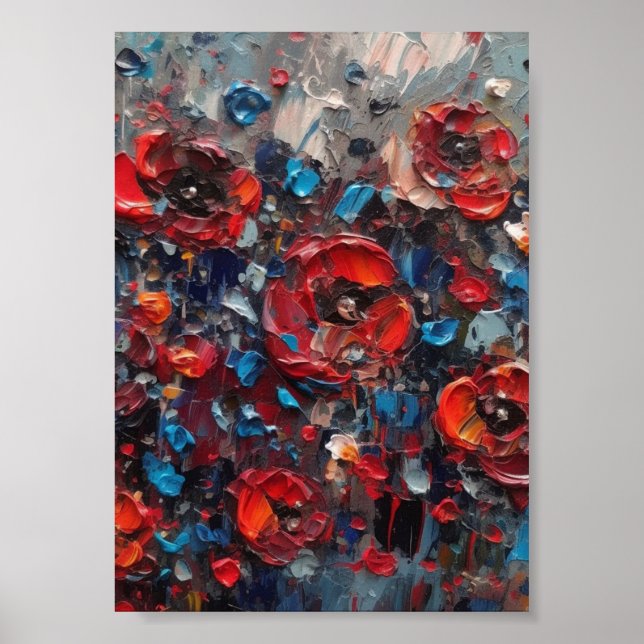 Abstract Poppies Painting  Poster (Front)