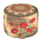 Abstract Poppies Sturdy Spun Polyester Round Pouf