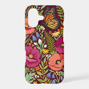 Abstract Poppy Butterfly Garden iPhone Cases