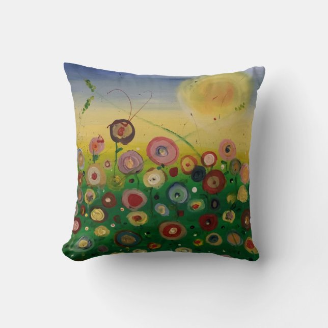 Abstract Poppy Field Pillow (Front)