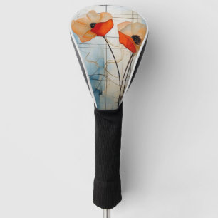 Abstract Poppy Flowers in Modern Geometric Style 2 Golf Head Cover