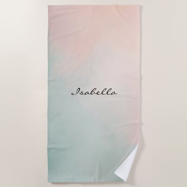 Abstract Popular Blush Pink Mint Collection Beach Towel (Front)