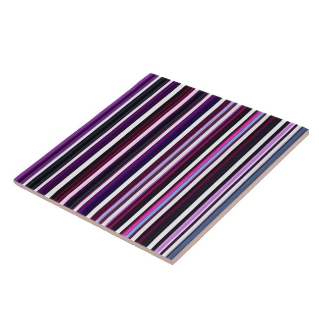Abstract Popular Purple Black Stripes Collection Tile (Side)