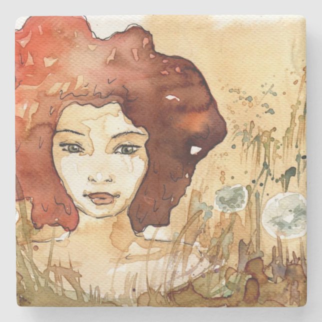 Abstract portrait 3 stone coaster (Front)