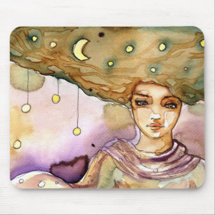 Abstract portrait and pretty woman mouse mat